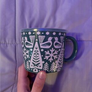 Festive Green Mug with White Holiday Design